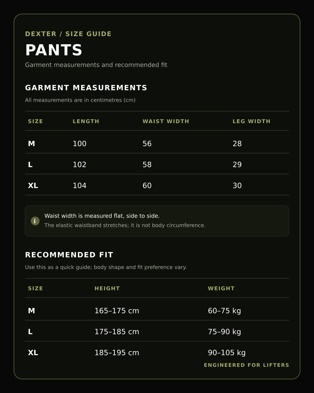 Pants Size Guide